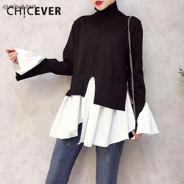 patchwork knitted pullovers spring sweater for women turtleneck flare sleeve irregular female jumper sweaters tide drop shipping, White;black
patchwork knitted pullovers spring sweater for women turtleneck flare sleeve irregular female jumper sweaters tide drop shipping, White;black