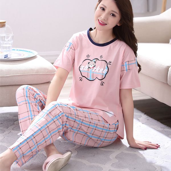 women's sleepwear 2021 autumn plus size cotton pajamas sets for women short sleeve pyjama girls plaid long pants loungewear homewear ho, Black;red
women's sleepwear 2021 autumn plus size cotton pajamas sets for women short sleeve pyjama girls plaid long pants loungewear homewear ho, Black;red