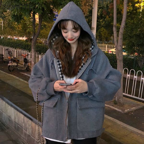 jackets women hooded zip-up elastic waist pocket jacket plaid loose bf harajuku all-match students womens chic leisure new daily, Black;brown
jackets women hooded zip-up elastic waist pocket jacket plaid loose bf harajuku all-match students womens chic leisure new daily, Black;brown
