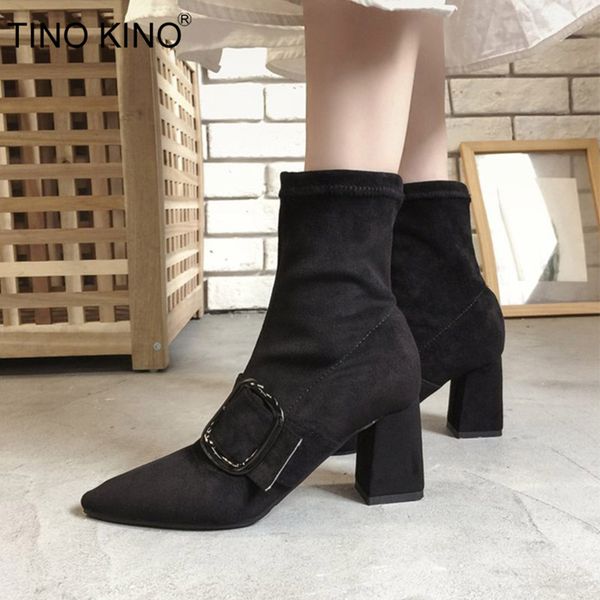 tino kino women pointed toe autumn suede mid calf boots buckle ladies high heels botas slip on female casual shoes 2019 fashion, Black
tino kino women pointed toe autumn suede mid calf boots buckle ladies high heels botas slip on female casual shoes 2019 fashion, Black