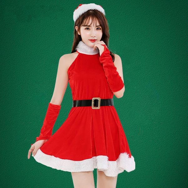 2019coscos christmas day girl cute red velvet halter dress halloween stage performance party christmas dress lady, Silver
2019coscos christmas day girl cute red velvet halter dress halloween stage performance party christmas dress lady, Silver