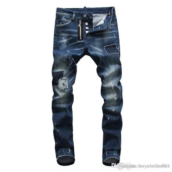 2020 new mens jeans fashion designer casual jeans slim slim pencil pants hole stitching men pants, Blue
2020 new mens jeans fashion designer casual jeans slim slim pencil pants hole stitching men pants, Blue