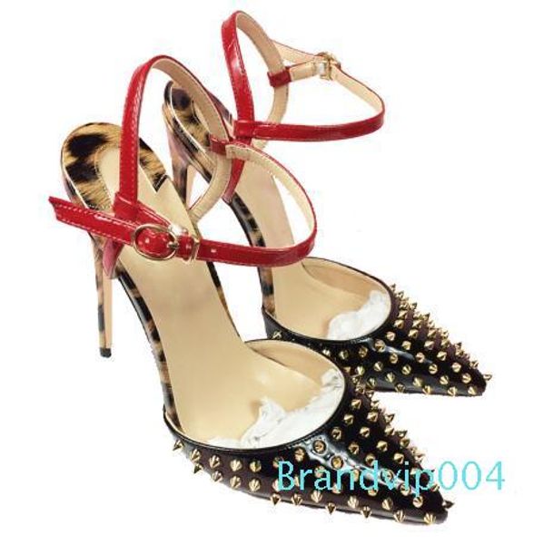 new leopard print matching with gold rivet spiked studded sandals shoeswomen pointy toes slingback ankle strap high heels 10cm, Black
new leopard print matching with gold rivet spiked studded sandals shoeswomen pointy toes slingback ankle strap high heels 10cm, Black
