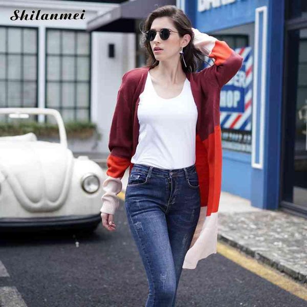 2019 autumn cardigan women color patchwork long cardigan fashion striped knitted sweater coat long sleeve feminino, White
2019 autumn cardigan women color patchwork long cardigan fashion striped knitted sweater coat long sleeve feminino, White