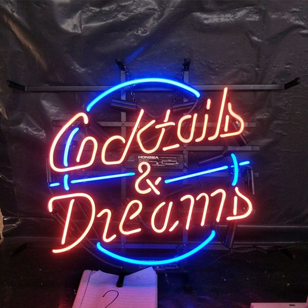 cocktails and dreams neon sign light advertising bar entertainment club decoration art display glass lamp metal frame 17'' 24'
cocktails and dreams neon sign light advertising bar entertainment club decoration art display glass lamp metal frame 17'' 24'
