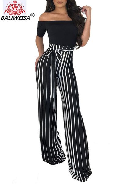 baliweisa slash neck wide leg jumpsuit elegant casual women bandage striped jumpsuit off shoulder fashion female, Black;white
baliweisa slash neck wide leg jumpsuit elegant casual women bandage striped jumpsuit off shoulder fashion female, Black;white