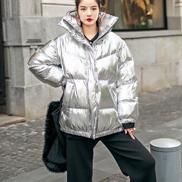 2018 winter bright silver women jacket parka warm coat thick cotton stand collar oversized padded woman coats winter, Black
2018 winter bright silver women jacket parka warm coat thick cotton stand collar oversized padded woman coats winter, Black