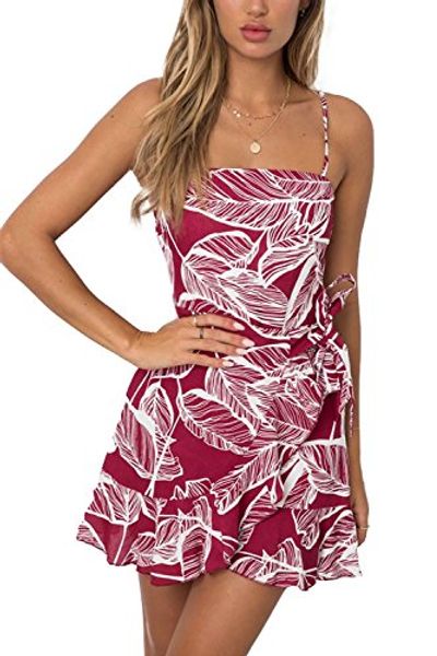 alelly women's summer dress floral backless spaghetti strap leaf print mini dress, Black;gray
alelly women's summer dress floral backless spaghetti strap leaf print mini dress, Black;gray