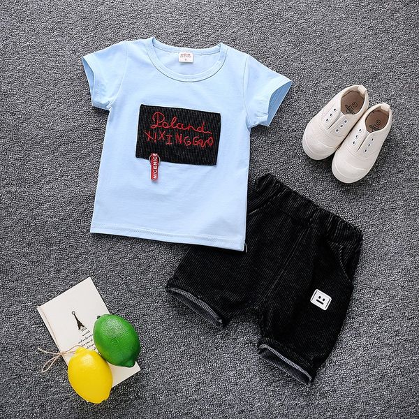 summer 2pcs baby boys clothes set short sleeve cotton striped print t-shirt + shorts toddler casual outfits sets, White 
summer 2pcs baby boys clothes set short sleeve cotton striped print t-shirt + shorts toddler casual outfits sets, White