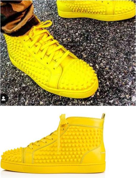 2020 men women casual shoes designer red bottom studded spikes fashion insider sneakers yellow green leather high boots size35-47, Black
2020 men women casual shoes designer red bottom studded spikes fashion insider sneakers yellow green leather high boots size35-47, Black