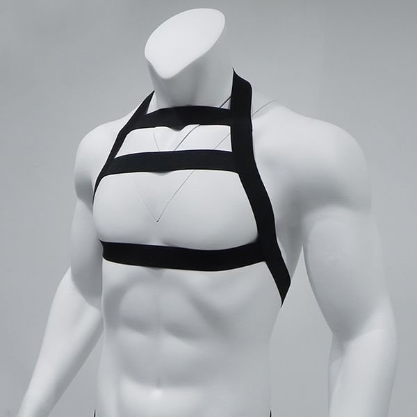 men's costume nylon body chest harness height elastic shoulder strap gay male bandage hollow out lingerie halter neck nightclub wear co, Black
men's costume nylon body chest harness height elastic shoulder strap gay male bandage hollow out lingerie halter neck nightclub wear co, Black