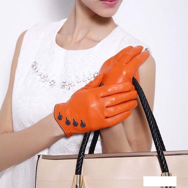 leather gloves for women orange red autumn winter female leather short wrist motorcycle full finger warm button gloves, Blue;gray
leather gloves for women orange red autumn winter female leather short wrist motorcycle full finger warm button gloves, Blue;gray