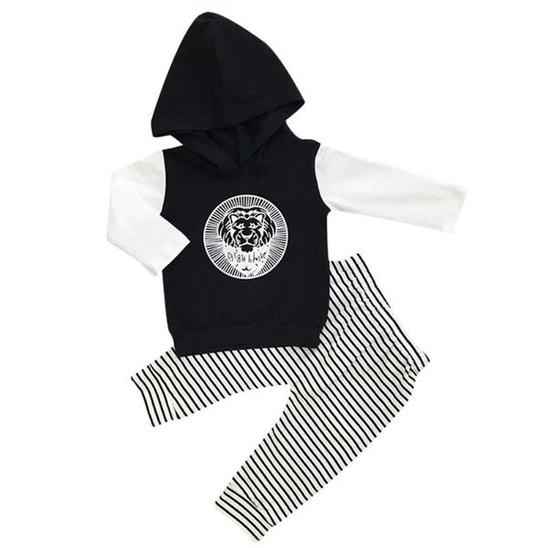 2017 new autumn winter children cotton hooded t-shirt+long pants outfits stripe clothes printed, White
2017 new autumn winter children cotton hooded t-shirt+long pants outfits stripe clothes printed, White