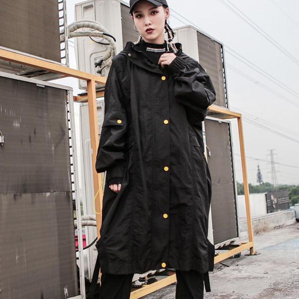 2020 spring and autumn new long black korean hooded windbreaker women's plus size women's jacket, Tan;black
2020 spring and autumn new long black korean hooded windbreaker women's plus size women's jacket, Tan;black