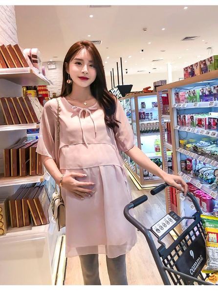 round collar chiffon dress fashion summer maternity clothes short sleeve ruffles patchwork pregnant women chiffon blouses shirts, White
round collar chiffon dress fashion summer maternity clothes short sleeve ruffles patchwork pregnant women chiffon blouses shirts, White
