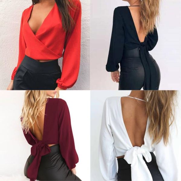 womens designer tshirt fashion slim backless v neck long sleeve tshirt street style womens, White
womens designer tshirt fashion slim backless v neck long sleeve tshirt street style womens, White