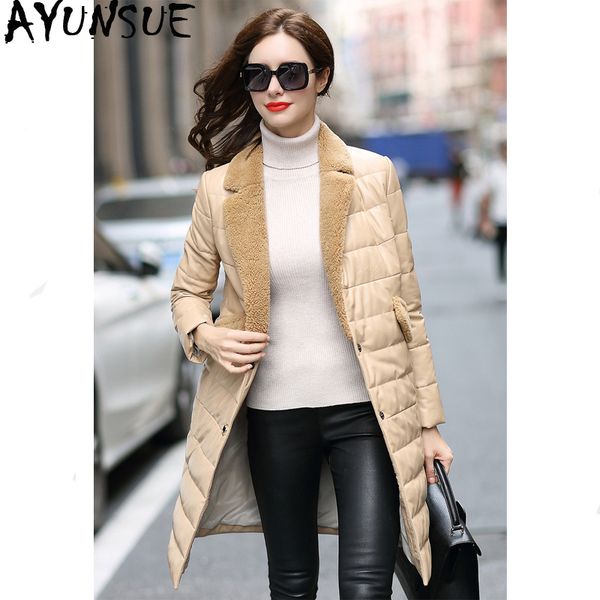 women's leather & faux ayunsue 100% real sheepskin coat female genuine down jackets 2021 winter jacket women lamb fur collar long coats, Black
women's leather & faux ayunsue 100% real sheepskin coat female genuine down jackets 2021 winter jacket women lamb fur collar long coats, Black