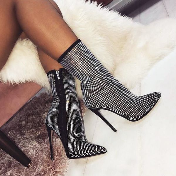 boots women ankle plus size 35-42 rhinestones high heels shoes woman zip pointed toe motorcycle for females, Black
boots women ankle plus size 35-42 rhinestones high heels shoes woman zip pointed toe motorcycle for females, Black