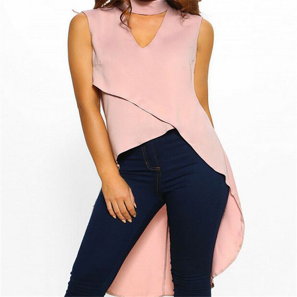 women summer chiffon blouse 2019 turtleneck hollow sleeveless loose irregularity long shirt blusa feminina plus size xl, White
women summer chiffon blouse 2019 turtleneck hollow sleeveless loose irregularity long shirt blusa feminina plus size xl, White