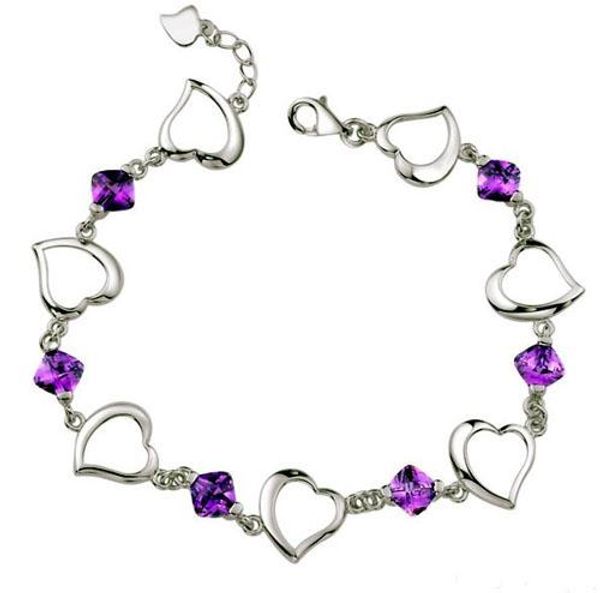 fashion amethyst bracelets white gold plating purple heart to heart wedding bridal bangles link chain women engagement bracelet hipping, Black
fashion amethyst bracelets white gold plating purple heart to heart wedding bridal bangles link chain women engagement bracelet hipping, Black
