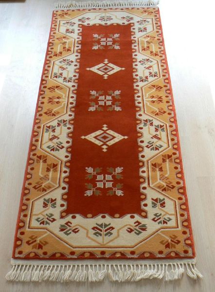 turkish, milas handmade orange runner rug 
turkish, milas handmade orange runner rug