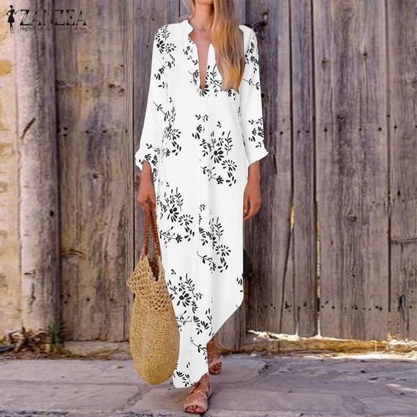 2019 zanzea fashion printed maxi dress women's summer sundress bohemian deep v neck long vestidos female side split robe femme, Black;gray
2019 zanzea fashion printed maxi dress women's summer sundress bohemian deep v neck long vestidos female side split robe femme, Black;gray