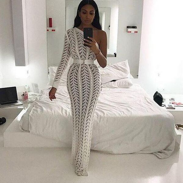 women white one shoulder knitted skirt female elegant side split clubwear hollow out skirts vestdios wf780, Black
women white one shoulder knitted skirt female elegant side split clubwear hollow out skirts vestdios wf780, Black
