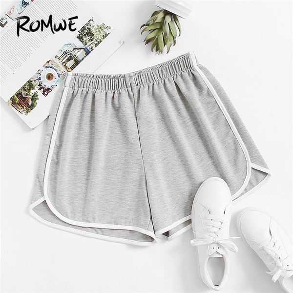romwe sport grey ringer slub elastic waist women running shorts 2018 solid gray sporting fitness jogging shorts, Black;blue
romwe sport grey ringer slub elastic waist women running shorts 2018 solid gray sporting fitness jogging shorts, Black;blue