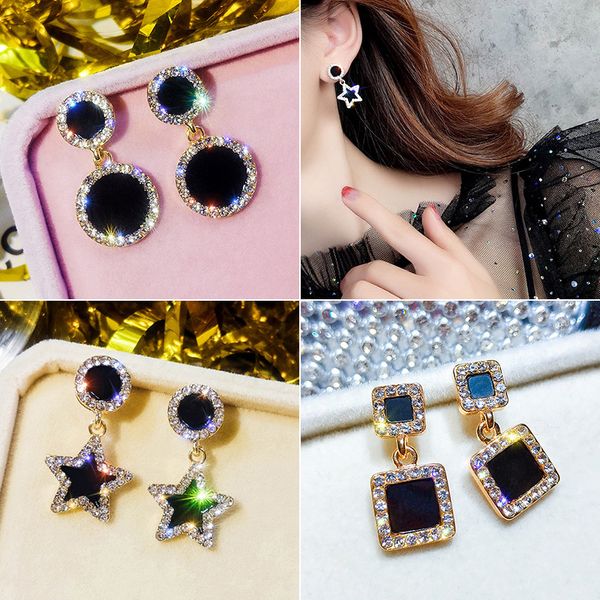 new listing geometry black circle square star drop earrings for women girls shining bling crystal dangle earring jewelry l3e719, Silver
new listing geometry black circle square star drop earrings for women girls shining bling crystal dangle earring jewelry l3e719, Silver