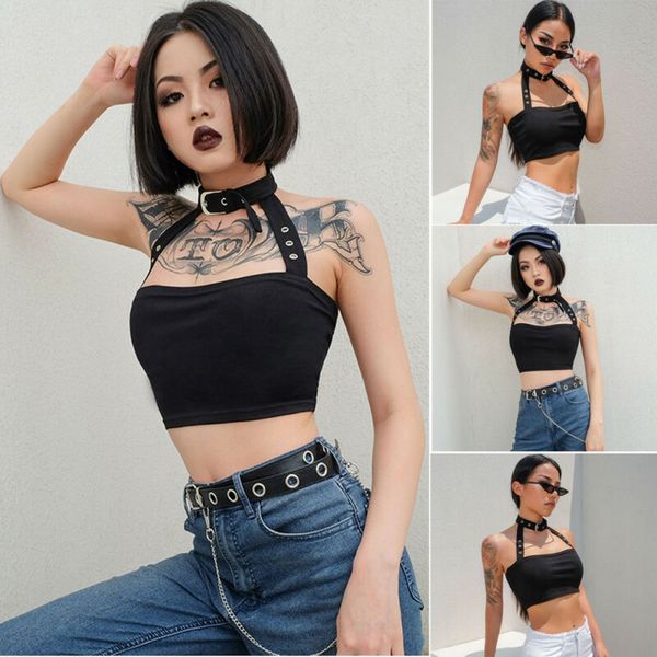 punk style cool women ladies sleeveless strapless club fashion motor&biker black halter camis crop, White
punk style cool women ladies sleeveless strapless club fashion motor&biker black halter camis crop, White