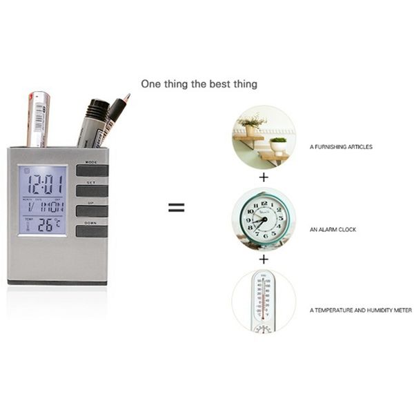word alarm clock with pen holder led time temperature display battery powered silver other clocks accessories
word alarm clock with pen holder led time temperature display battery powered silver other clocks accessories