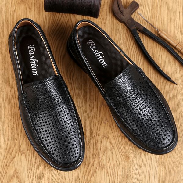 plus size 38-46 fashion outdoor men hole shoes men genuine leather shoes casual male leather slip on loafers, Black
plus size 38-46 fashion outdoor men hole shoes men genuine leather shoes casual male leather slip on loafers, Black