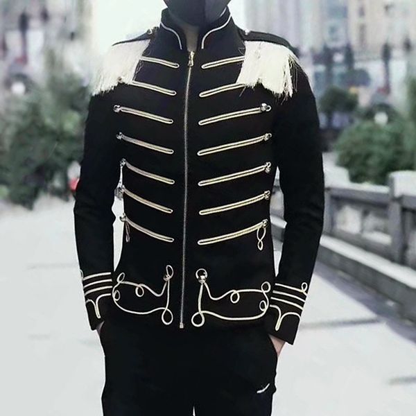 2019 european-style cool retro heavy heavy fringe jacket stand-up collar suit nightclub costumes, White;black
2019 european-style cool retro heavy heavy fringe jacket stand-up collar suit nightclub costumes, White;black