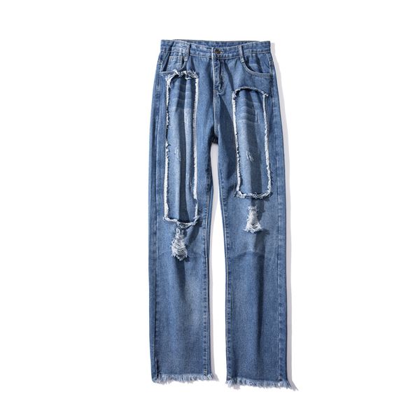 women loose straight jeans trousers torn jeans woman denim pants big hole ripped tassel fringe plus size high waist, Blue
women loose straight jeans trousers torn jeans woman denim pants big hole ripped tassel fringe plus size high waist, Blue