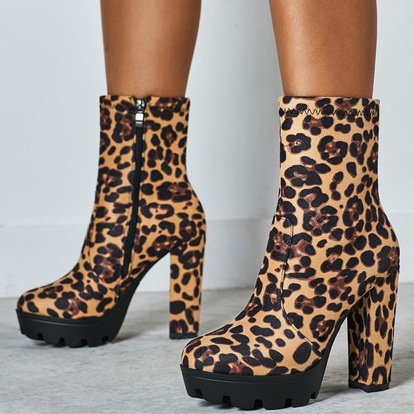 european and american 2019 autumn winter women's boots leopard pattern thick heels high heels women's martin boots, Black
european and american 2019 autumn winter women's boots leopard pattern thick heels high heels women's martin boots, Black