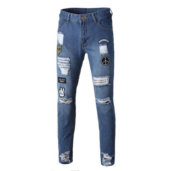 мужские прохладный дизайнерская бренд black jeans кожа да кости рваного разрушаемого stretch slim fit hop hop брюки с отверстиями для мужчин, Blue
мужские прохладный дизайнерская бренд black jeans кожа да кости рваного разрушаемого stretch slim fit hop hop брюки с отверстиями для мужчин, Blue
