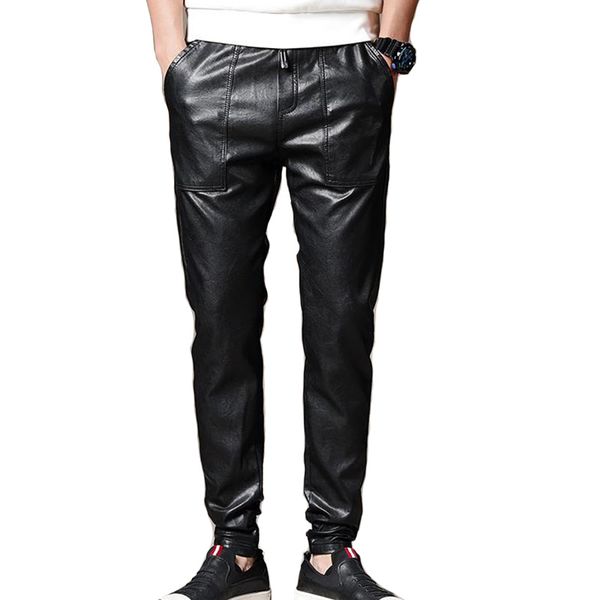 men's pants mcikkny korean pu leather casual elastic waist black harem jogger for male size 28-35
men's pants mcikkny korean pu leather casual elastic waist black harem jogger for male size 28-35