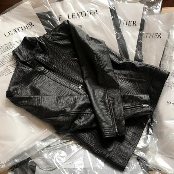 brand men slim fit crocodile pattern sheepskin genuine leather biker jacket stand collar coats windproof motorcycle jackets, Black
brand men slim fit crocodile pattern sheepskin genuine leather biker jacket stand collar coats windproof motorcycle jackets, Black
