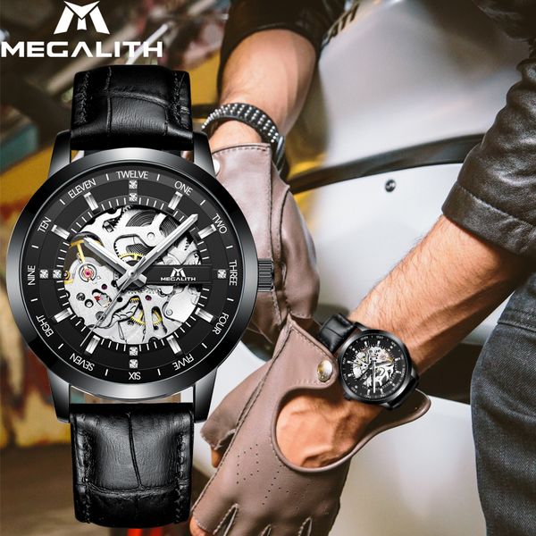 megalith fashion brand men watches luxury skeleton automatic watch men waterproof leather strap mechanical wrist watch clock, Slivery;brown
megalith fashion brand men watches luxury skeleton automatic watch men waterproof leather strap mechanical wrist watch clock, Slivery;brown