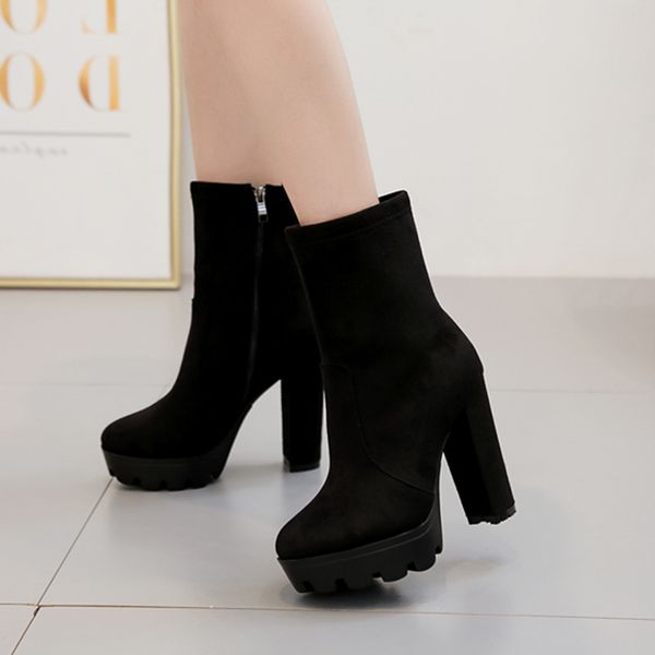 autumn and winter high heel boots fashion zipper ladies boots high heels thick women shoes large size, Black
autumn and winter high heel boots fashion zipper ladies boots high heels thick women shoes large size, Black