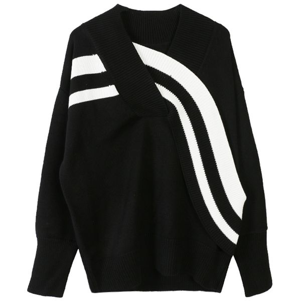 women's sweater 2020 spring new women's hedging long sleeve contrast striped round neck loose thick knit sweater size s-l, White;black
women's sweater 2020 spring new women's hedging long sleeve contrast striped round neck loose thick knit sweater size s-l, White;black