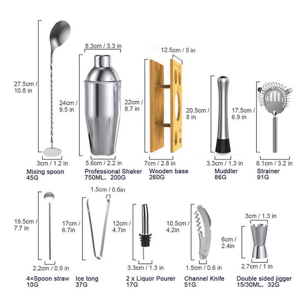 14pcs 304 stainless steel bartender cocktail bartender tool stainless bar cocktail shaker set barware kit
14pcs 304 stainless steel bartender cocktail bartender tool stainless bar cocktail shaker set barware kit