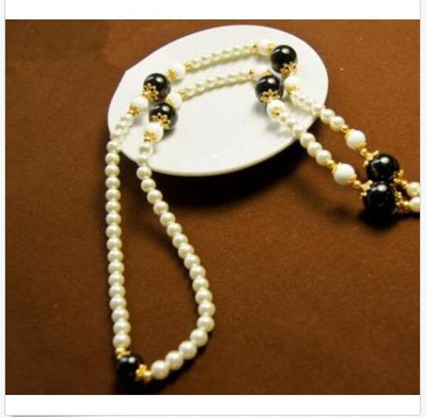 new18"6-7 8-9mm natural south sea white tahitian black pearl necklace, Silver
new18"6-7 8-9mm natural south sea white tahitian black pearl necklace, Silver