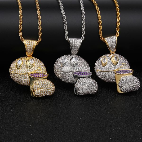 cuban link chains micro-inlaid zircon expression holding beverage cup pendant hip-hop trendsetter accessories street necklace, Silver
cuban link chains micro-inlaid zircon expression holding beverage cup pendant hip-hop trendsetter accessories street necklace, Silver