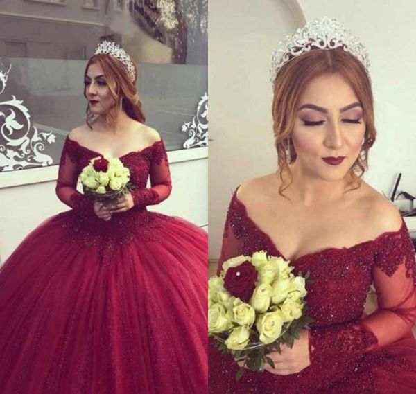 vintage princess burgundy wedding dresses sheer long sleeves appliques formal bride bridal gowns plus size custom made, White
vintage princess burgundy wedding dresses sheer long sleeves appliques formal bride bridal gowns plus size custom made, White