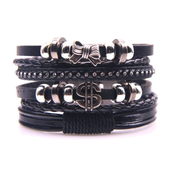 2020 new fashion black color multi-layer rivets bracelets men charm multilayer rope chain bracelet male wrap metal sport bangles, White
2020 new fashion black color multi-layer rivets bracelets men charm multilayer rope chain bracelet male wrap metal sport bangles, White