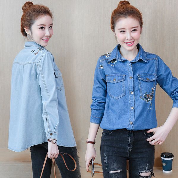 plus size floral embroidery denim long sleeve blouses women elegant office casual fashion street shirts 2019 spring lady blusas, White
plus size floral embroidery denim long sleeve blouses women elegant office casual fashion street shirts 2019 spring lady blusas, White