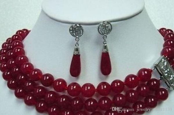 necklace new fancy 3 row green/red jade necklace earring ring set, Silver
necklace new fancy 3 row green/red jade necklace earring ring set, Silver
