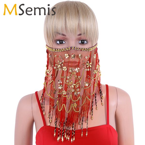 women beaded belly dance face veil mesh see through sheer belly dance tribal face veil beads tassels halloween costume accessory, Black;red
women beaded belly dance face veil mesh see through sheer belly dance tribal face veil beads tassels halloween costume accessory, Black;red