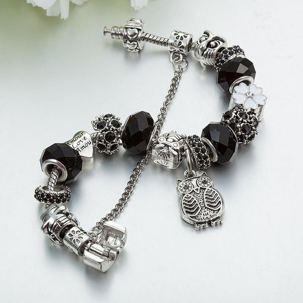 2020 charm pandora 925 silver bracelet, black beads, owls and diy flowers for women's charms of shipping, Golden;silver
2020 charm pandora 925 silver bracelet, black beads, owls and diy flowers for women's charms of shipping, Golden;silver